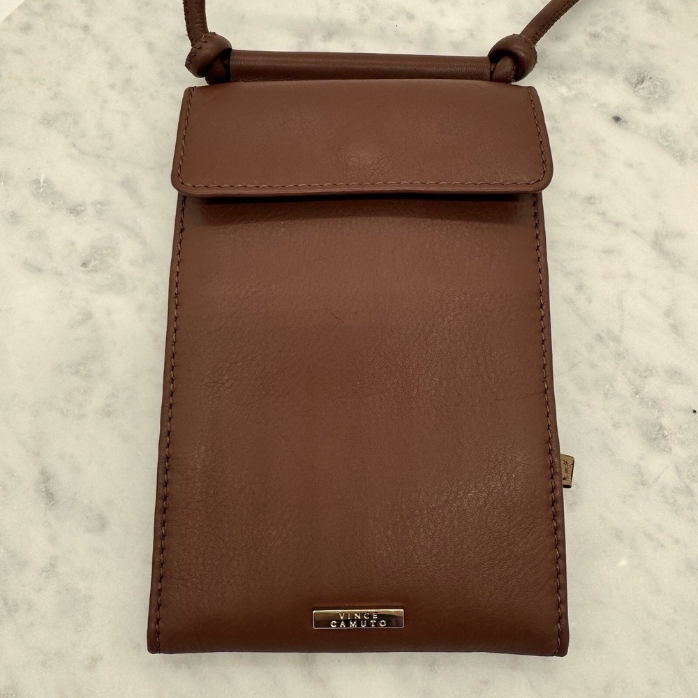 Vince Camuto Brown Leather Crossbody Phone‎ Wallet Bag with Card Slots